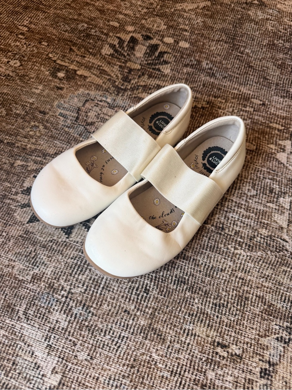 Livie & Luca Cream Elastic Strap Mary Jane Shoes